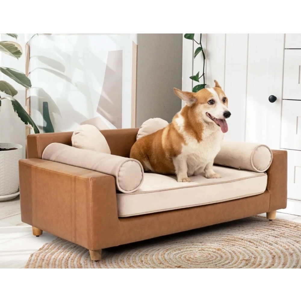 42 in Dog Bed, Removable Washable Velvet Cushion for Comfort Sleep, Joint Support for Different Pet Sizes, Premium Large Dog Bed