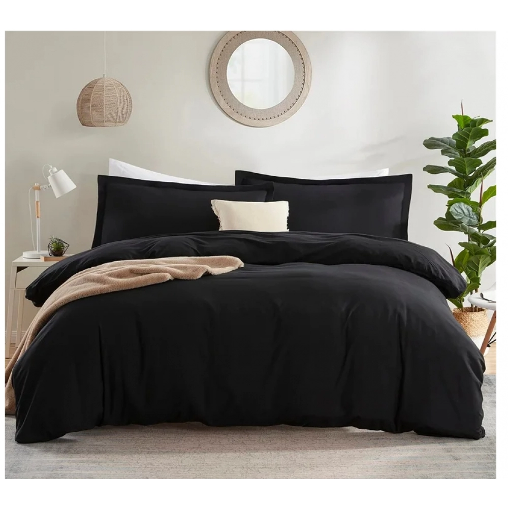 Washed Cotton Duvet Cover Set Black Bedding Sets for Hotel Bedroom Brushed Quilt Cover Pillowcase Flat Sheet Fashion Bed Linen