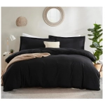 Washed Cotton Duvet Cover Set Black Bedding Sets for Hotel Bedroom Brushed Quilt Cover Pillowcase Flat Sheet Fashion Bed Linen