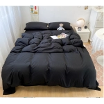 Black Bedding Set Soft Bed Linen Set Washed Cotton Duvet Cover Pillowcase and Bedsheet постельное бельё набор Home Bedclothes