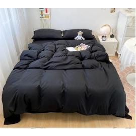 Black Bedding Set Soft Bed Linen Set Washed Cotton..