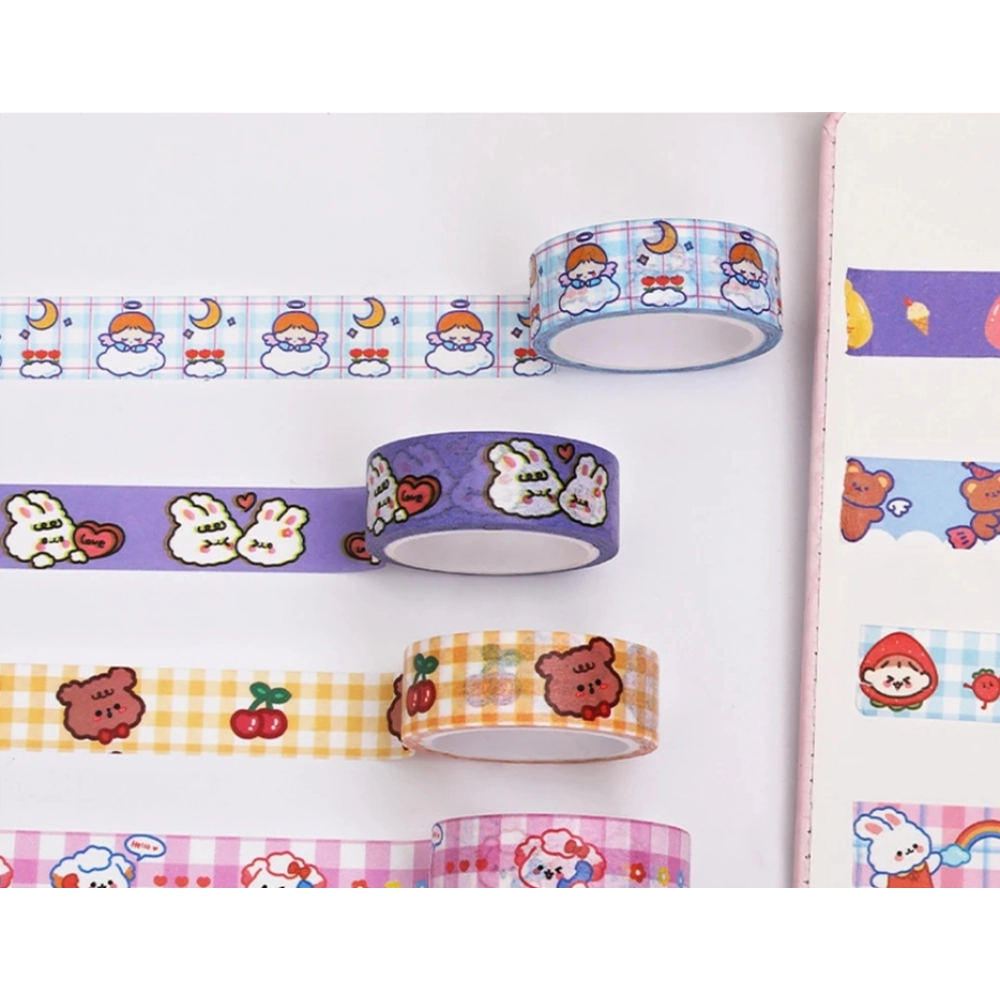 Mini Colored Cartoon Mini 1 Roll Kids Stickers Sticker Durable 8 Styles Stationery Stickers Pocket Bear Paper Glue Stationery